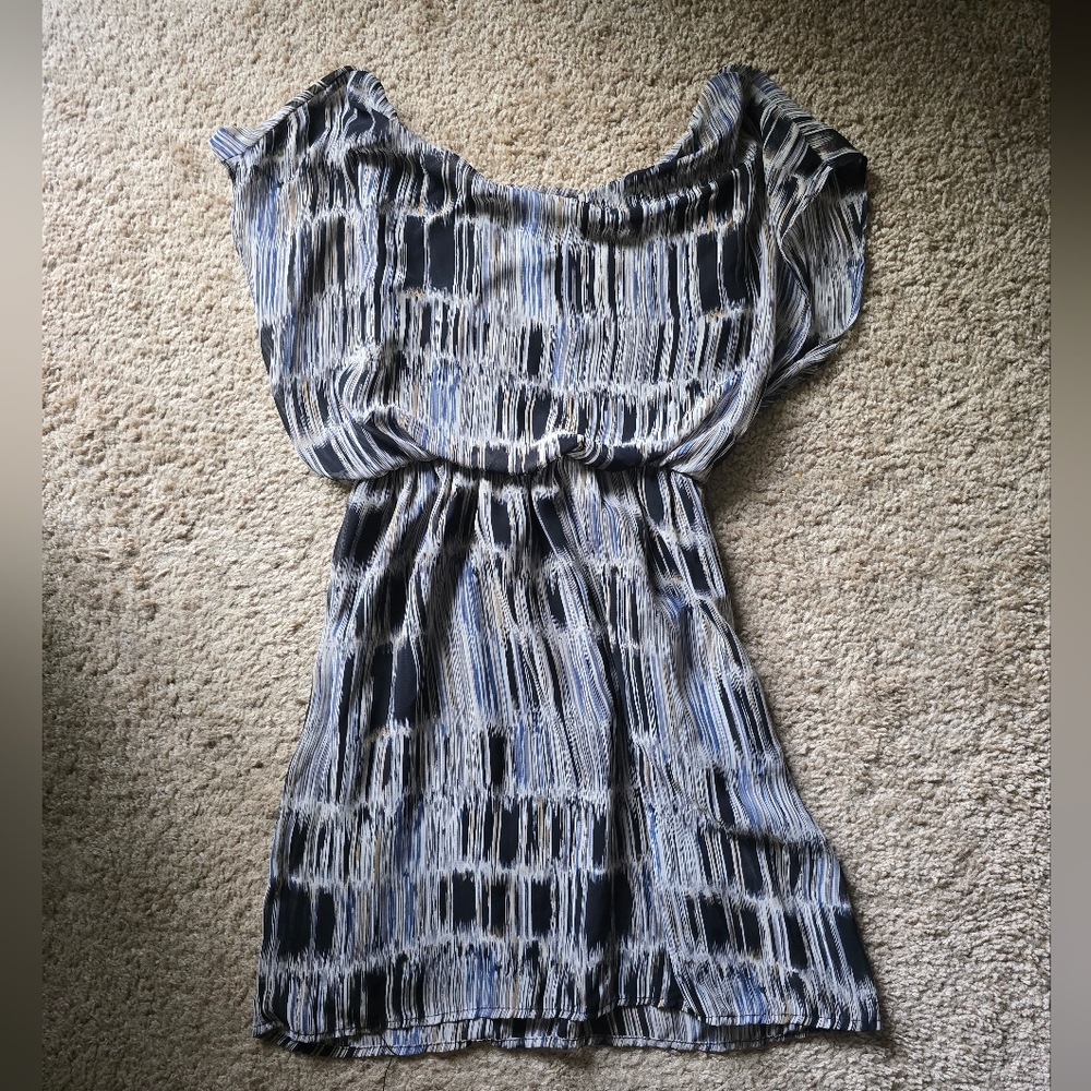 Lush Blue and Black Patterned Blouse